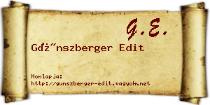 Günszberger Edit névjegykártya